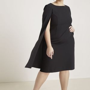 Eloquii Studio Black Tailored Cape Dress
